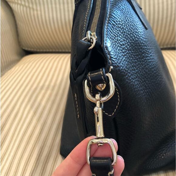 Dooney & Bourke Navy Pebbled Leather Dillen Satchel with Crossbody Strap - Picture 9 of 15